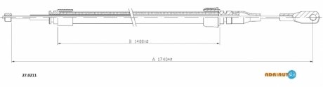 Трос гальмівний MERCEDES 200D-220D-230-240D, TDCentr. 76-, 250T-280-300D, TDCentr. 76- ADRIAUTO 27.0211 (фото 1)