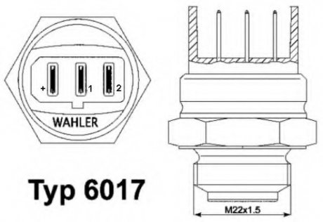 Датчик вмикання вентилятора - знято з виробництва WAHLER 6017.95D (фото 1)