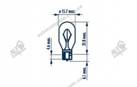 Лампа стоп (1к безцок) W16W NARVA 17631 (фото 1)