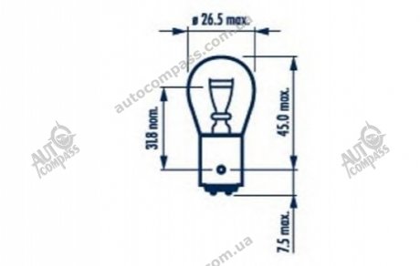 Лампа накаливания, фонарь указателя поворота, Лампа накаливания, фонарь сигнала тормож./ задний габ. огонь, Лампа накаливания, фонарь сигнала торможения, Лампа накаливания, задняя противотуманная фара, Лампа накаливания, фара заднего хода, Лампа нака NARVA 17916 (фото 1)