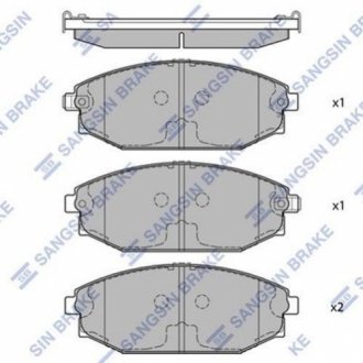 Комплект гальмівних колодок з 4 шт. дисків Sangsin SP1053 (фото 1)