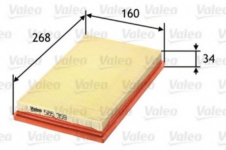 Фильтр воздушный (плоский) Valeo 585359 (фото 1)