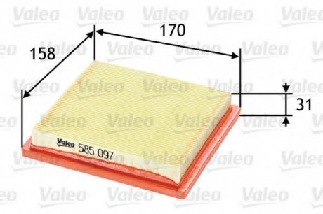 Фильтр воздушный (плоский) Valeo 585097 (фото 1)