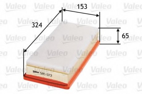 585072 Valeo Фильтр воздушный (плоский)