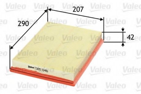 Фильтр воздушный (плоский) Valeo 585046 (фото 1)