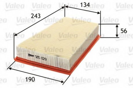 Фильтр воздушный (плоский) PHC Valeo 585029 (фото 1)