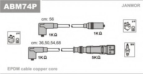 Провода зажигания (PVC) Skoda OCTAVIA 1.6 (1U2,1U5) AEE Janmor ABM74P (фото 1)
