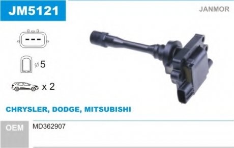 Катушка зажигания Mitsubishi OUTLANDER 2.4 4WD; 4G69 Janmor JM5121 (фото 1)