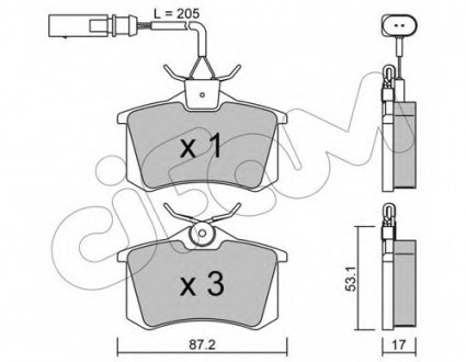 Колодка торм. FORD GALAXY, SEAT ALHAMBRA, VW T4, SHARAN задн. Cifam 822-100-3 (фото 1)