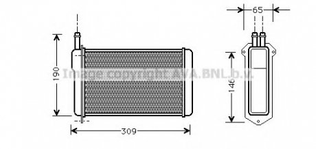 Радиатор отопителя ВАЗ 2108, 09, 099, <Таврия> (AVA) AVA COOLING LA6009 (фото 1)
