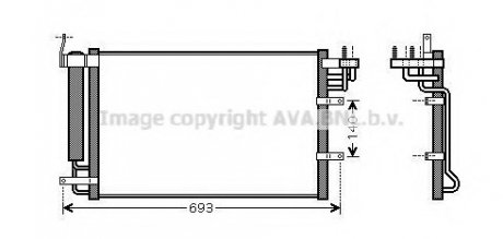 Конденсор кондиционера CERATO ALL MT, AT 04- (AVA) AVA COOLING KA5093D (фото 1)