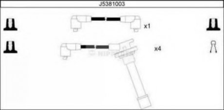 Комплект кабелів високовольтних NIPPARTS J5381003 (фото 1)