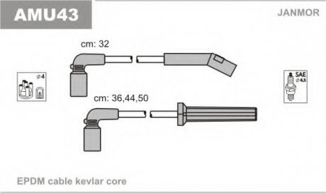 Провод зажигания (EPDM) CHEVROLET AVEO (T250,T255) 1.2,1.4 Janmor AMU43 (фото 1)