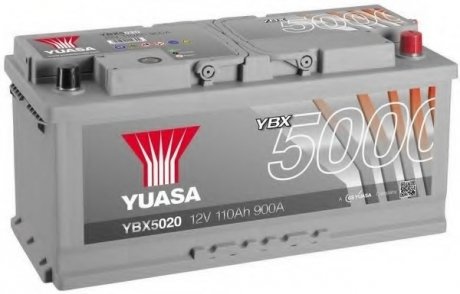 12V 110Ah Silver High Performance Battery (0) Пусковий струм 900 (EN) Габарити 393х175х190 Yuasa YBX5020 (фото 1)