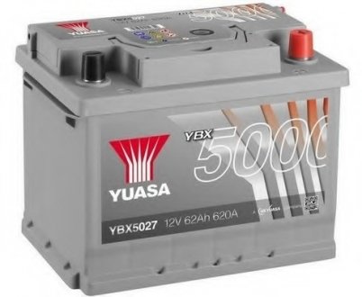 12V 62Ah Silver High Performance Battery (0) Пусковий струм 600 (EN) Габарити 243х175х190 Yuasa YBX5027 (фото 1)