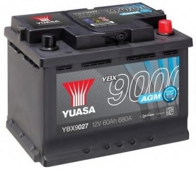 12V 60Ah AGM Start Stop Plus Battery (0) Пусковий струм 680 (EN) Габарити 242х175х190 Yuasa YBX9027 (фото 1)