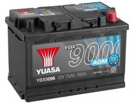 12V 70Ah AGM Start Stop Plus Battery (0) Пусковий струм 760 (EN) Габарити 278х175х190 Yuasa YBX9096 (фото 1)