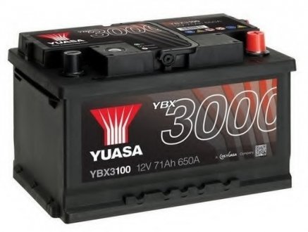 12V 71Ah SMF Battery (0) Пусковий струм 650 (EN) Габарити 278х175х175 Yuasa YBX3100 (фото 1)