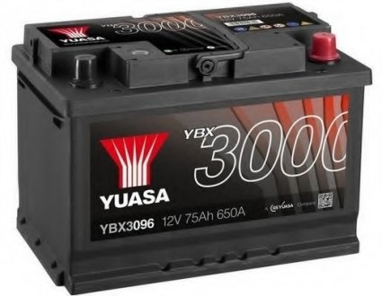 12V 75Ah SMF Battery (0) Пусковий струм 650 (EN) Габарити 278х175х190 Yuasa YBX3096 (фото 1)