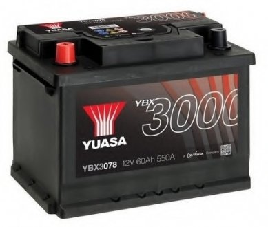 12V 60Ah SMF Battery (1) Пусковий струм 550 (EN) Габарити 243х175х190 Yuasa YBX3078