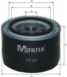 Фильтр масляный ВАЗ 2101-2107 2108-09 (низкий 72мм) M-Filter TF57 (фото 1)
