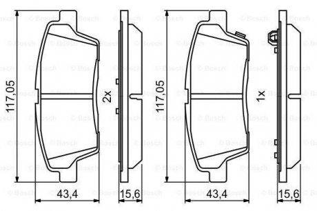 Гальмівні колодки дискові HYUNDAI Genesis \'\'R \'\'14>> Bosch 0986494766 (фото 1)