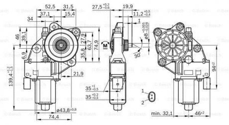 МОТОР СТЕКЛОПОДЪЕМНИКА Bosch 0130822488 (фото 1)