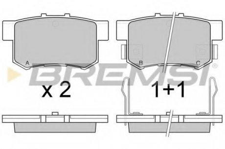 Колодки тормозные задние Honda Civic 98-, Accord 90-03 (Akebo BREMSI BP2544 (фото 1)