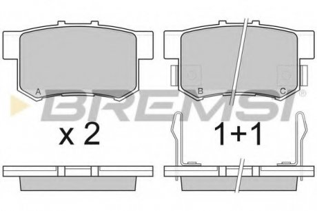 Колодки тормозные задние Honda Civic 98-01, CR-V 01-06 (Akebo BREMSI BP2750 (фото 1)