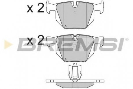 Колодки тормозные задние BMW 3(E90), 5(E60) (ATE) (122x58,2x1 BREMSI BP3173 (фото 1)