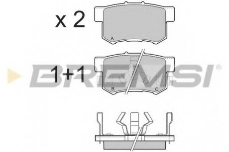 Колодки тормозные задние Honda Accord VIII, CR-V 01-06 08- (a BREMSI BP3374 (фото 1)