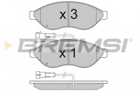 Тормозные колодки перед. Jumper, Ducato, Boxer 06- (1.1-1.5t) BREMSI BP3285 (фото 1)