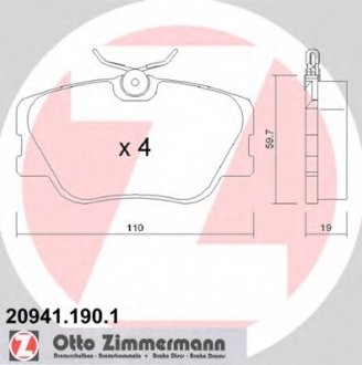 Гальмівні колодки перед Mercedes W124 20i-30i, 20D- ZIMMERMANN 209411901 (фото 1)