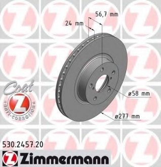 Гальмівний диск передвентил SUBARU Legacy, Impreza ZIMMERMANN 530245720 (фото 1)