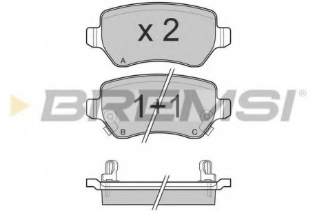 Тормозные колодки зад. Combo 05-, Astra G, H BREMSI BP3027 (фото 1)