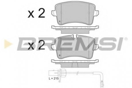 Колодки тормозные задние Audi A6 10- (TRW) BREMSI BP3493 (фото 1)