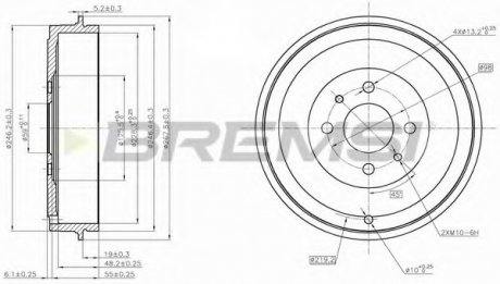 Тормозной барабан Doblo 01- BREMSI DR5267 (фото 1)