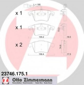 Комплект гальмівних колодок ZIMMERMANN 237461751 (фото 1)