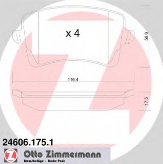 Комплект гальмівних колодок ZIMMERMANN 246061751 (фото 1)