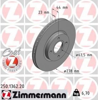 Гальмiвнi диски Coat Z ZIMMERMANN 250136220 (фото 1)