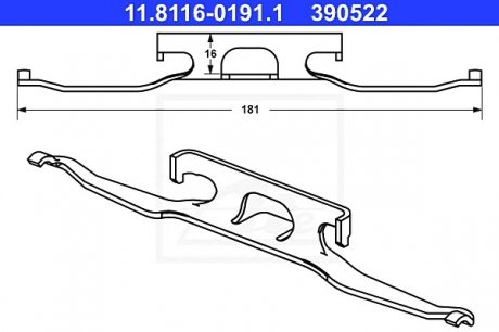 Планка суппорта перед Sprinter, LT, Vito 1шт. ATE 11.8116-0191.1 (фото 1)