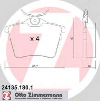 Комплект гальмівних колодок ZIMMERMANN 241351801 (фото 1)