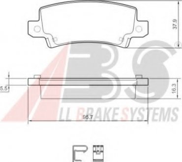 Гальмівні колодки зад. Toyota Corolla 00-07 (TRW) (37,9x95,7x16,3) A.B.S 37406 (фото 1)