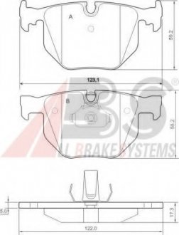 Гальмівні колодки зад. BMW 3(E46)/7(E38)/X5(E53) 94-11 (ATE) (122x58,2x17,3) A.B.S 37348 (фото 1)