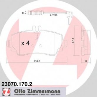 Комплект гальмівних колодок ZIMMERMANN 230701702 (фото 1)