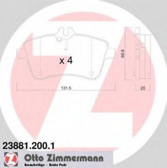 Гальмiвнi колодки дисковi ZIMMERMANN 238812001 (фото 1)