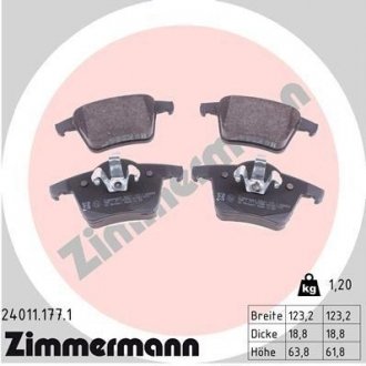 Колодки гальмівні дискові ZIMMERMANN 240111771 (фото 1)