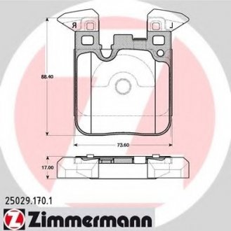 Колодки гальмівні дискові, к-кт ZIMMERMANN 250291701 (фото 1)