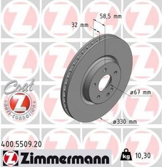 Диск гальмівний Coat Z ZIMMERMANN 400550920 (фото 1)