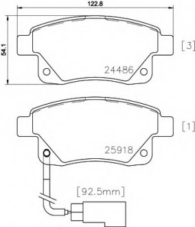 Комплект колодок гальмівних дискових гальм (4шт) MINTEX MDB2853 (фото 1)